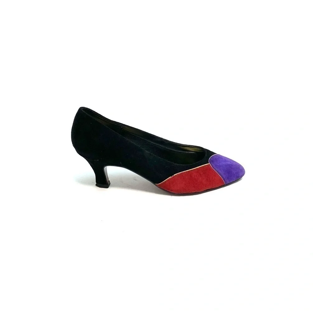 Vintage 1980s suede color block party heels