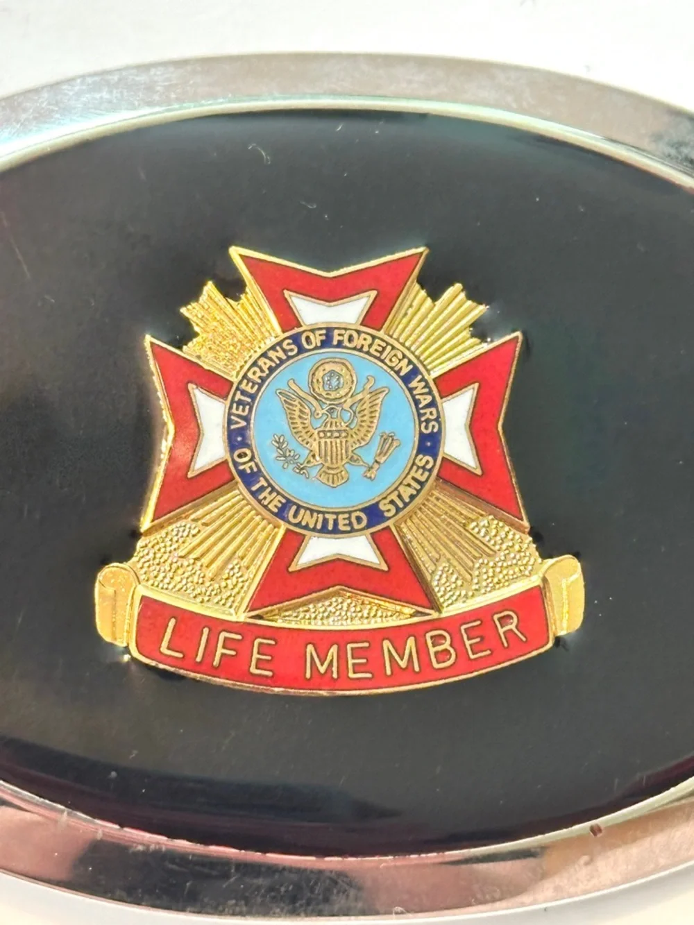 Vintage Belt Buckle Veterans of Foreign Wars of the United‎ States Life Member