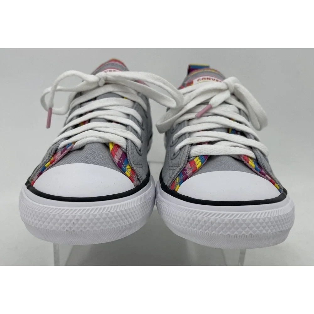 Converse All‎ Star 669818F Gray Rainbow Stripe Low Sneaker Shoes Juniors Size 3