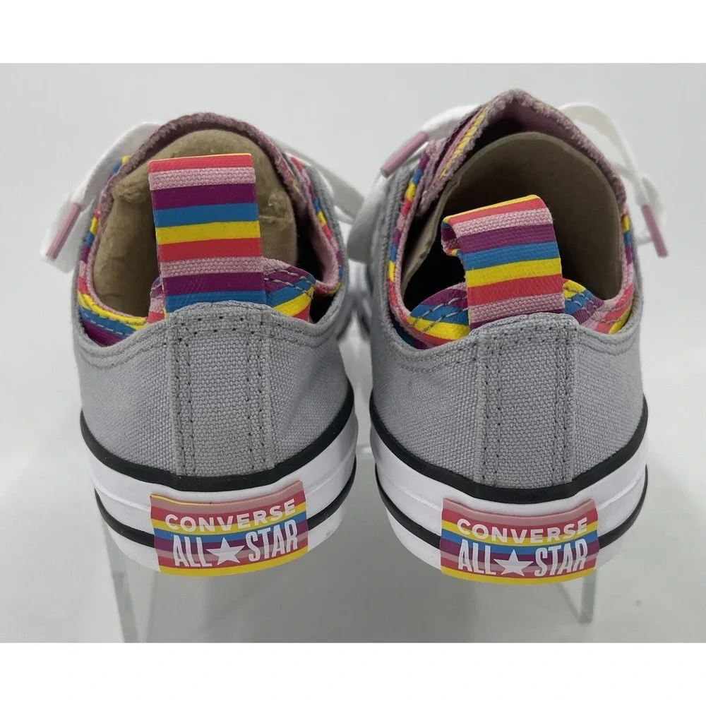 Converse All‎ Star 669818F Gray Rainbow Stripe Low Sneaker Shoes Juniors Size 3