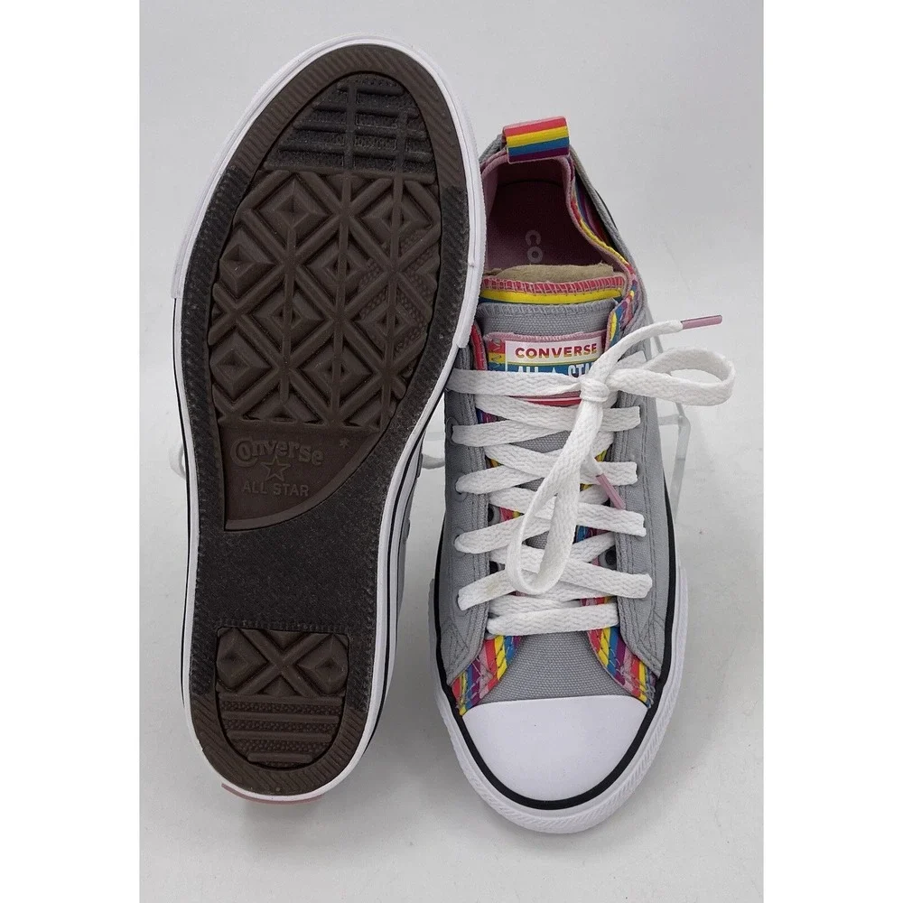 Converse All‎ Star 669818F Gray Rainbow Stripe Low Sneaker Shoes Juniors Size 3