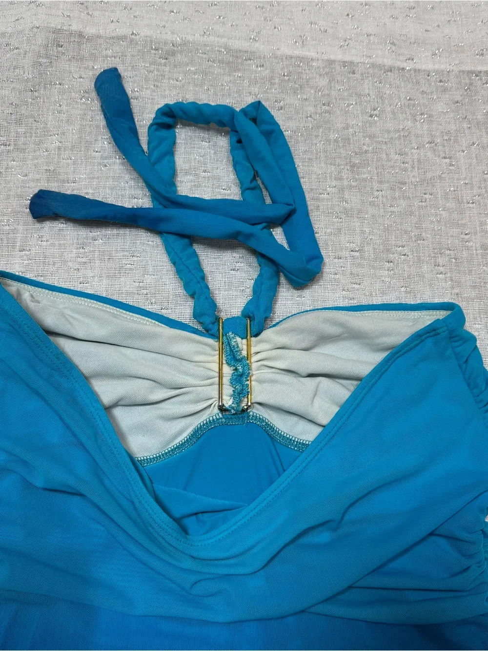 Ralph Lauren Blue Ombre One-Piece Swimsuit with Beaded Detail Women’s Size 14 XL
