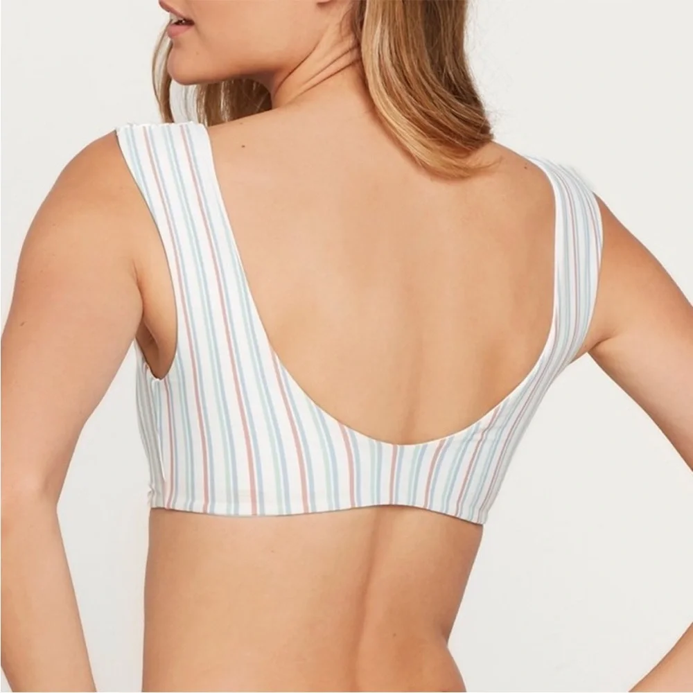 L*SPACE x Becca Tilley Frida Bikini Top Striped Off White Green Blue Red Small