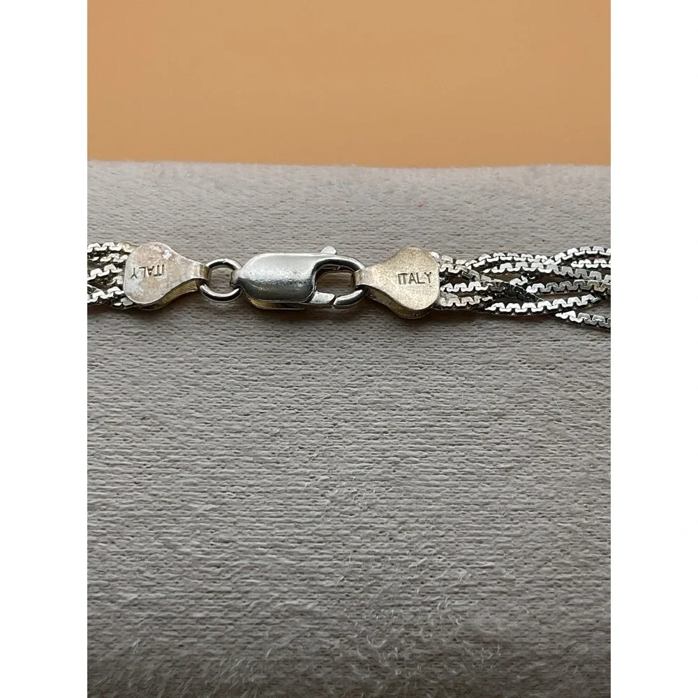 925 Italy Sterling Silver Multi Strand‎ Twisted Bracelet Diamond Cut Lobster Cla