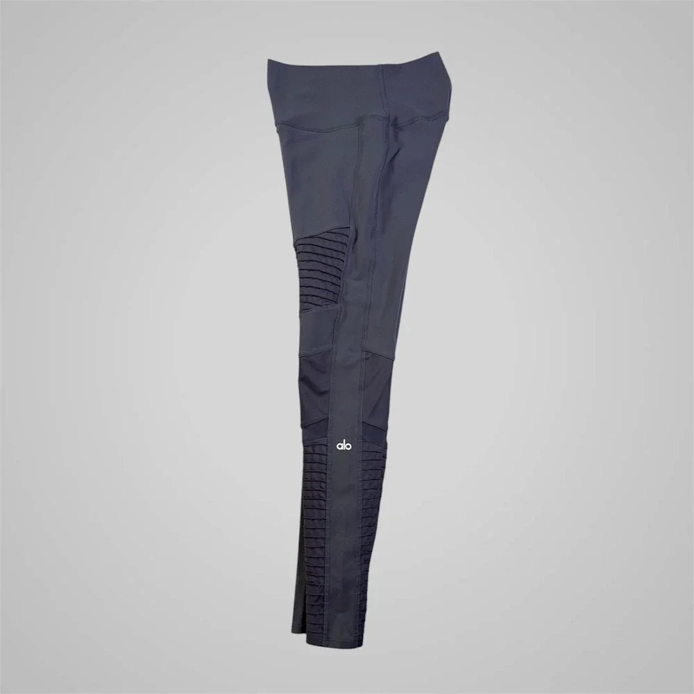 Alo Yoga High-Waist Moto Leggings Anthracite‎ Gray Small Mesh Mixed Media W5494R