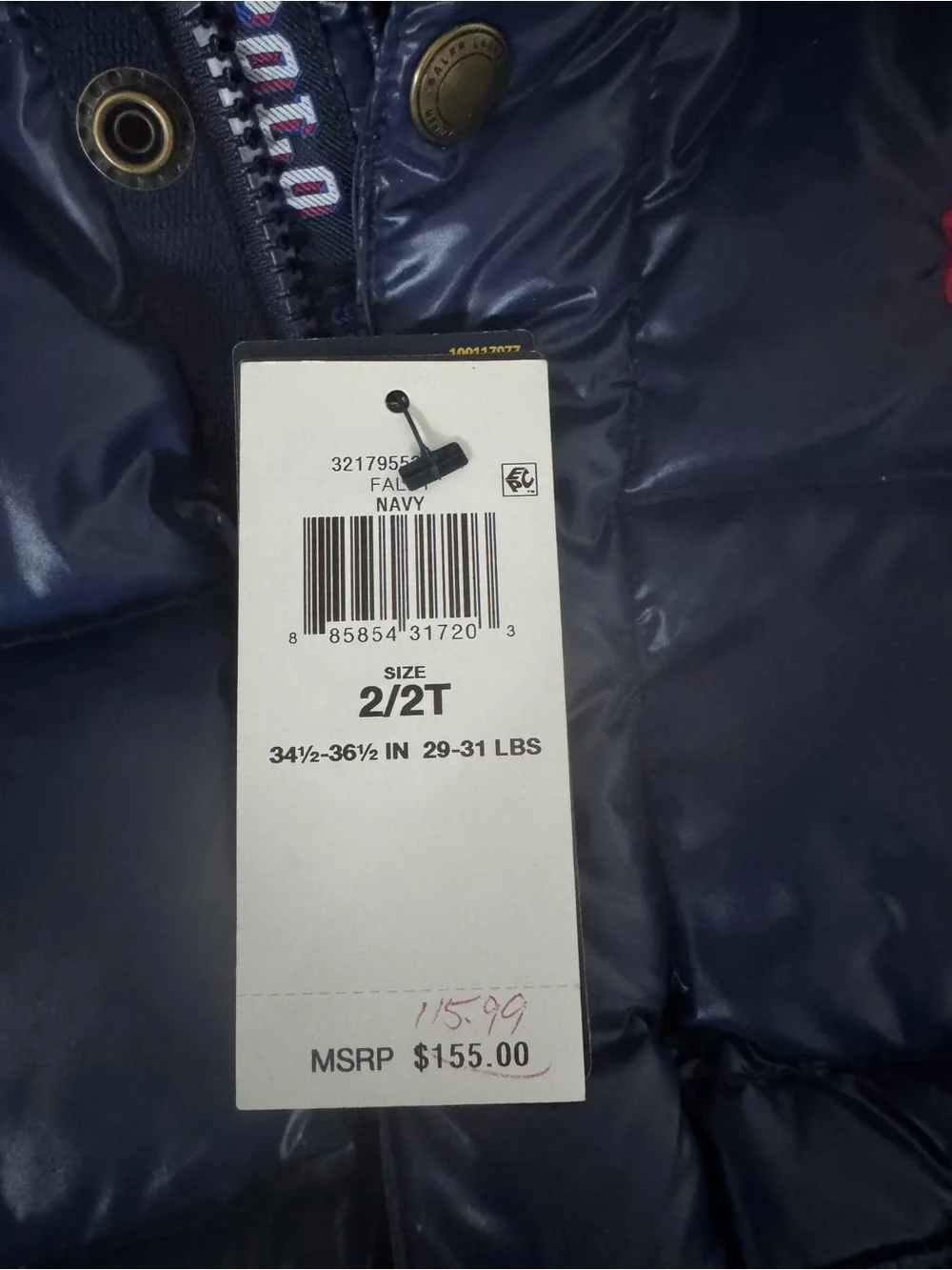 Ralph Lauren Shiny Navy Hooded Puffer Jacket for Kids