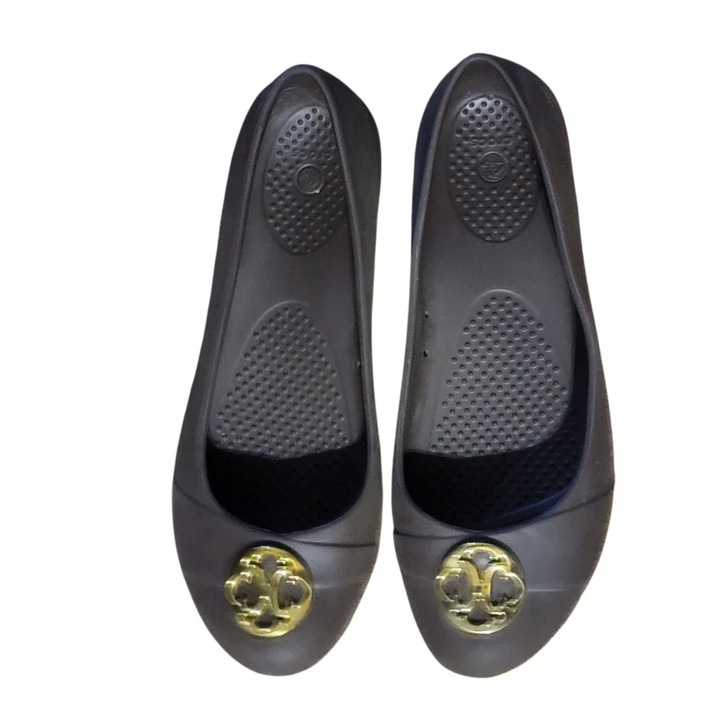 CROCS Gianna Copper Brown and Gold Ballet Flats Womens Size 7 Slip On Waterproof