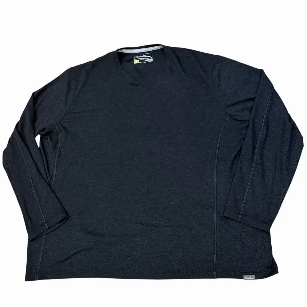Eddie Bauer Active Long Sleeve Polyester Wool Blend Top Charcoal Gray Crew 3XL