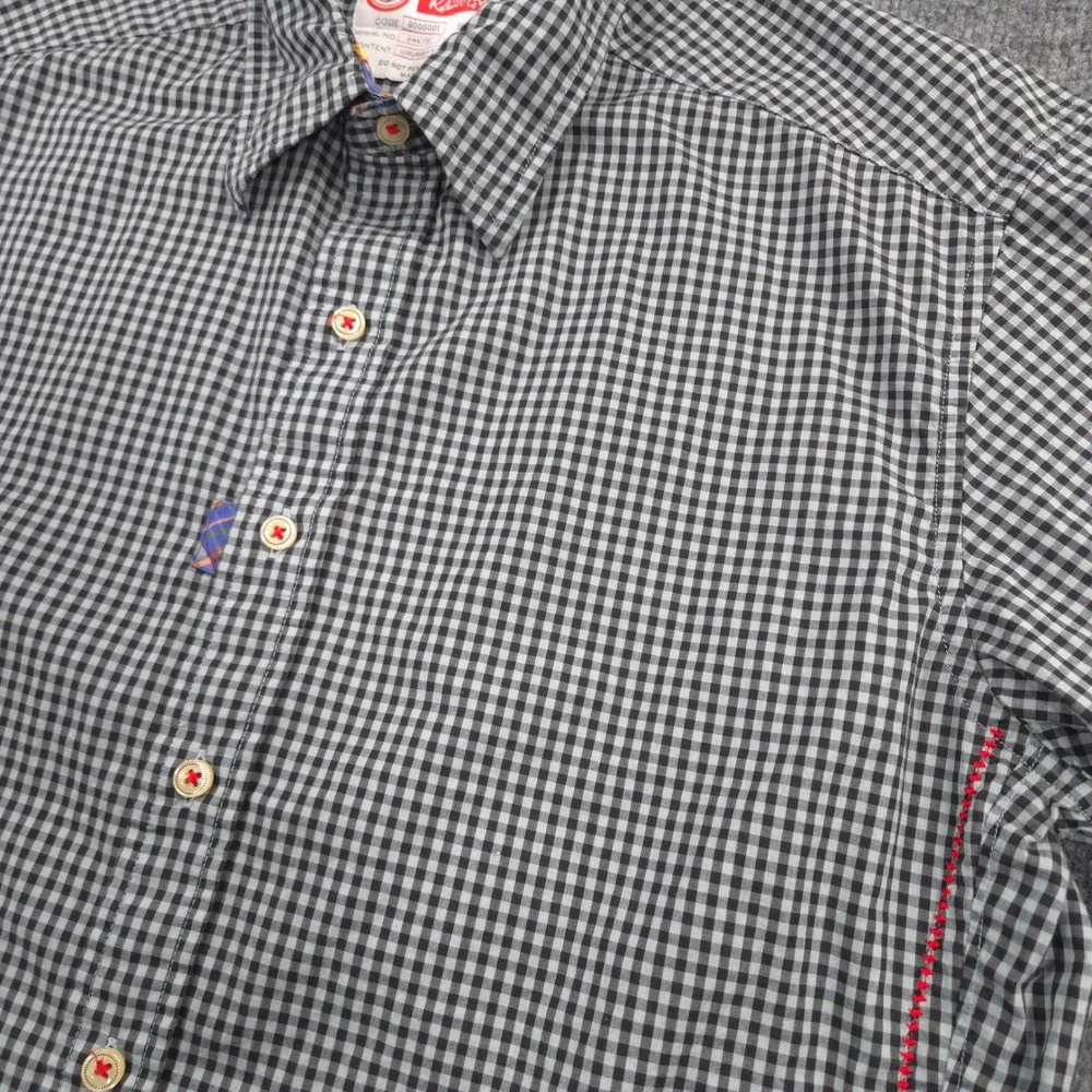 Robert Graham Shirt Mens M Gray Black Gingham Check Long Sleeve Button Up Preppy