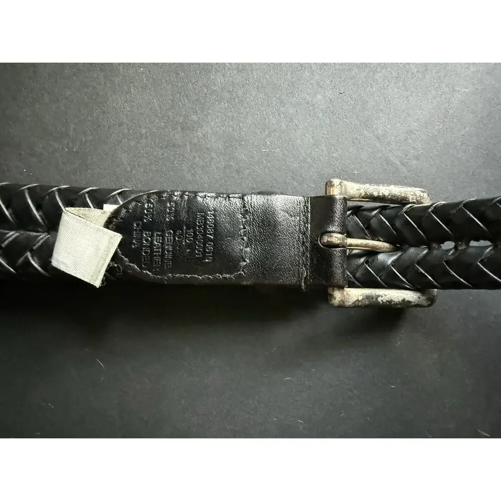 Mens Fossil Size 40 Leather Braided Woven Black Dress Belt Office Career City