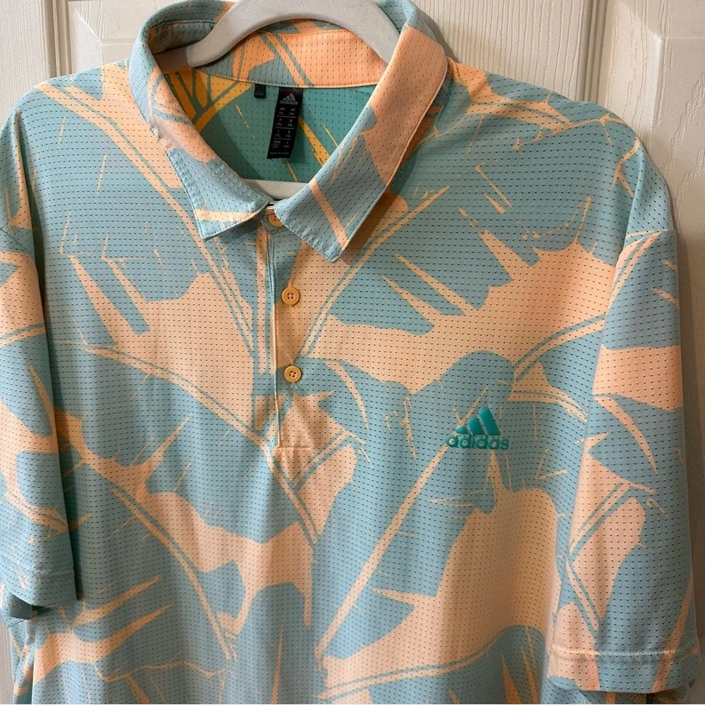 Adidas Mesh Vibes Print Golf Polo Tropical Vented Short Sleeve Mens Size 2XL