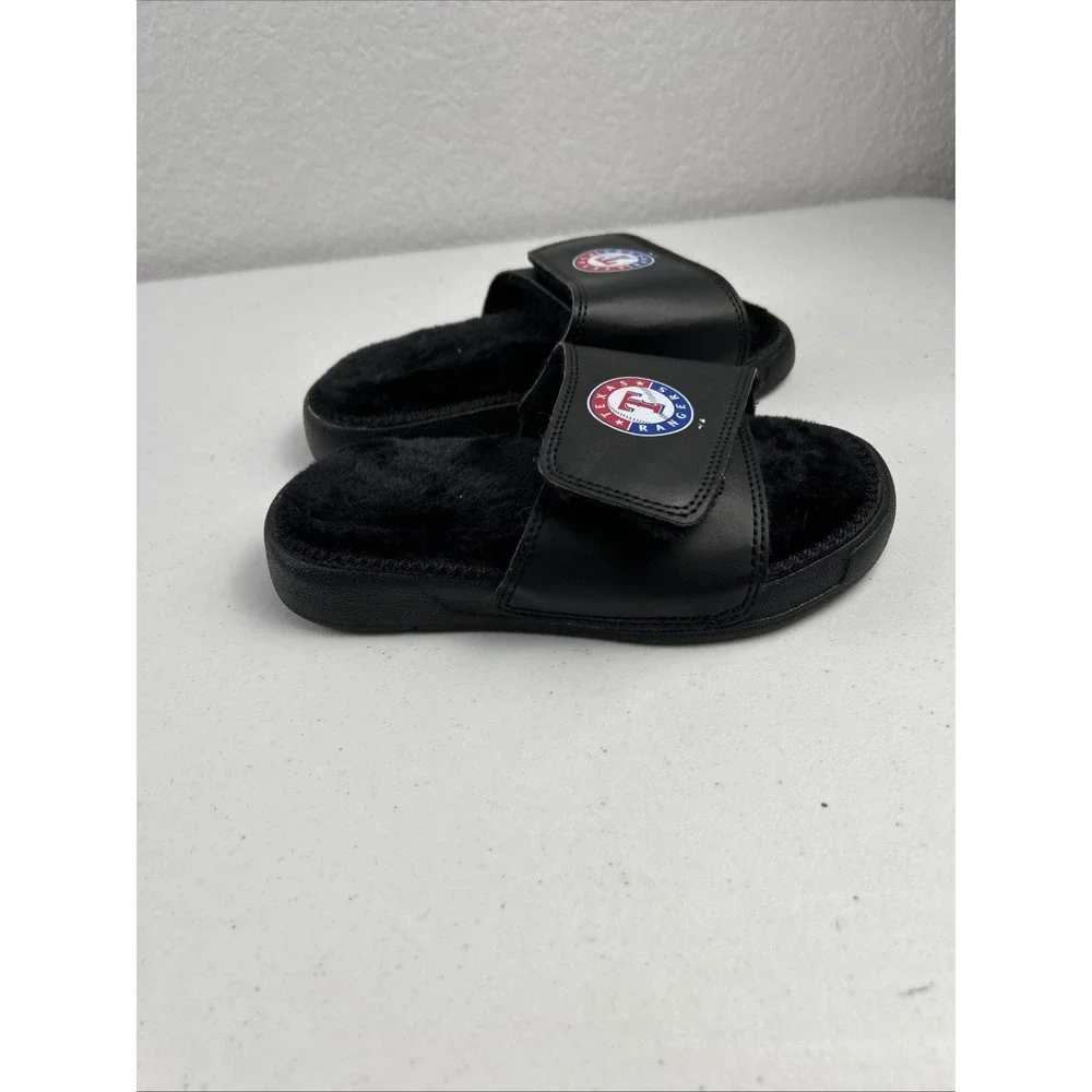 ISlide Fur Lined‎ Texas Rangers Youth Size 12/13 Black Slides