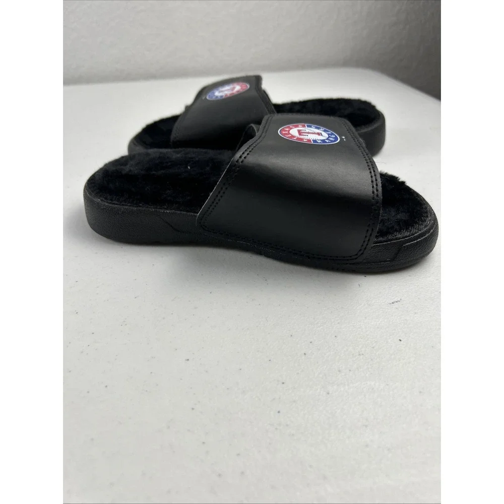 ISlide Fur Lined‎ Texas Rangers Youth Size 12/13 Black Slides