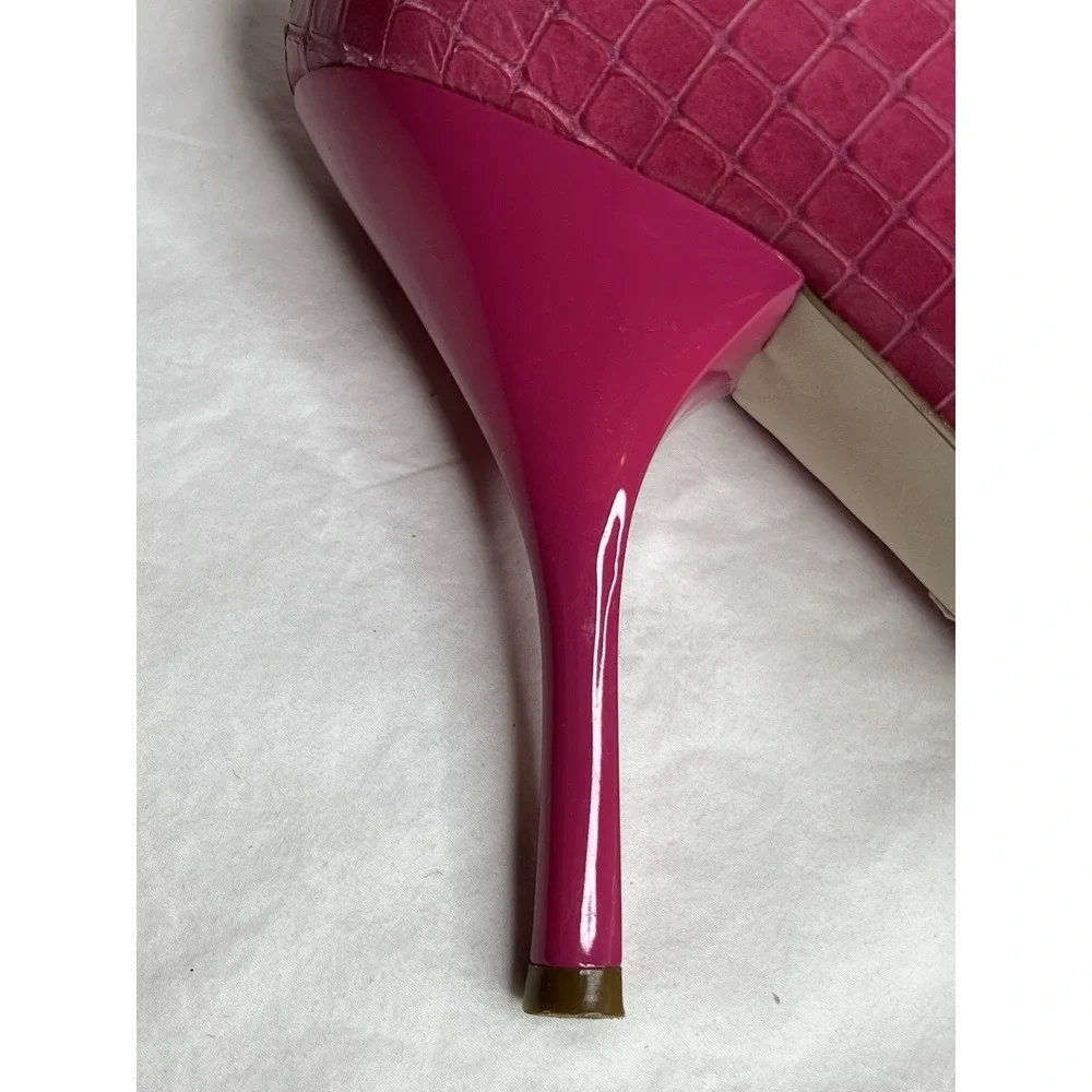 Enzo Angiolini Pink Croc Embossed Peep Toe Heels Women's Size 8.5M Leather Pumps