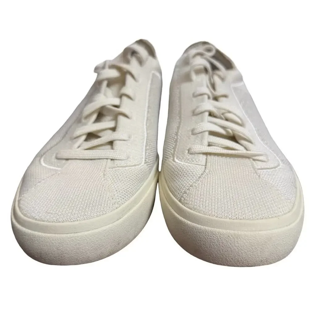 Rothys The Lace Up Sneakers Cream Gold Trim Womens Shoes Casual Comfort sz 9
