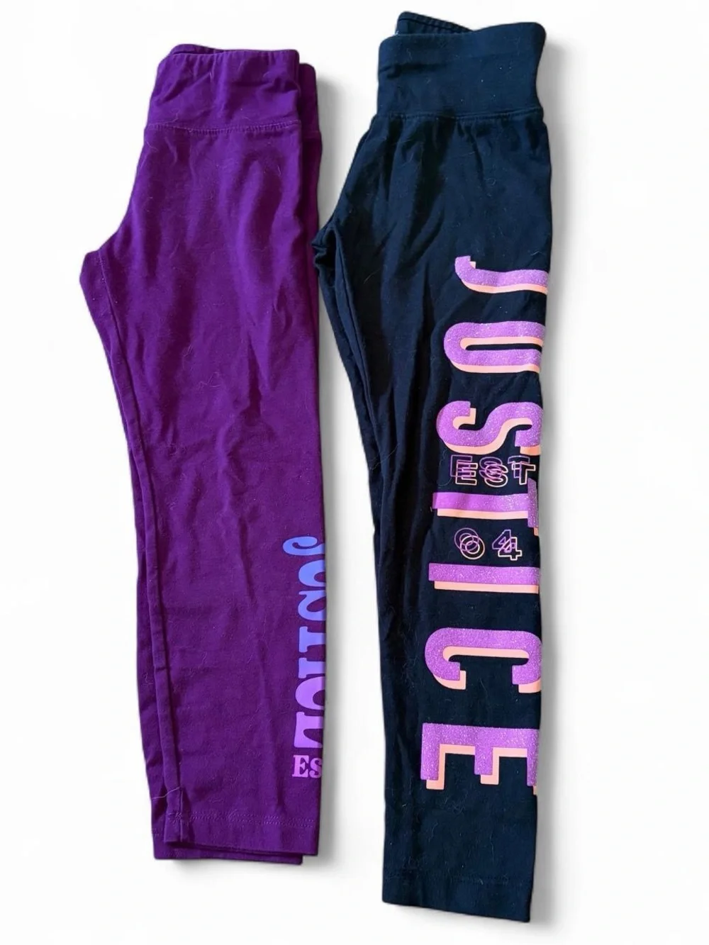 Justice girls purple & black capri/leggings bundle Sz XS