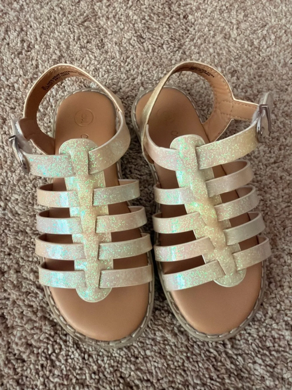 Cat & Jack Glitter Jelly Sandals - Shimmery Cream Pink