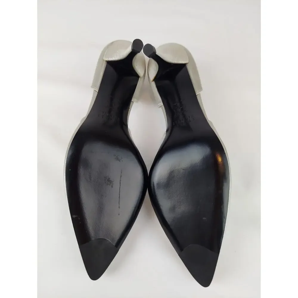 Staurt Weitzman Raso Chrome Silver Cocktail Evening Stunning Pumps 6.5 M
