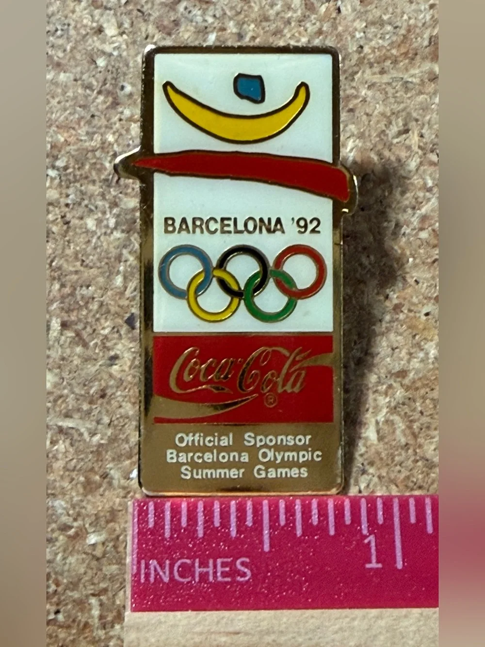 Vintage 1992 Barcelona Olympic Summer Games Coca-Cola Lapel Pin Official Sponsor