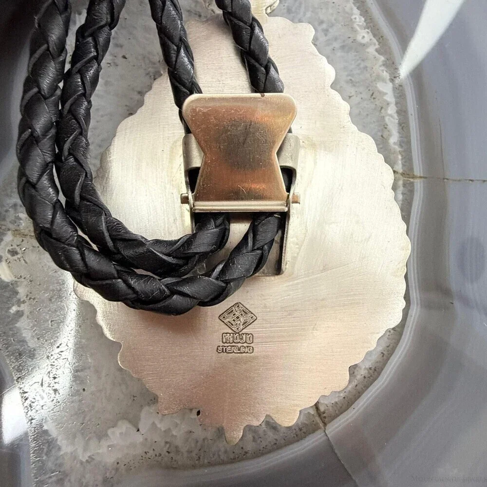 Sterling Silver Southwestern Style Teardrop Onyx Bolo Tie For Men