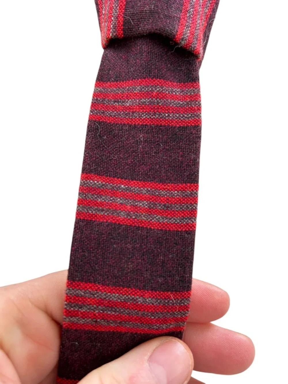 BJ MCM vintage 60s Ernst San Francisco burgundy & red wool skinny tie
