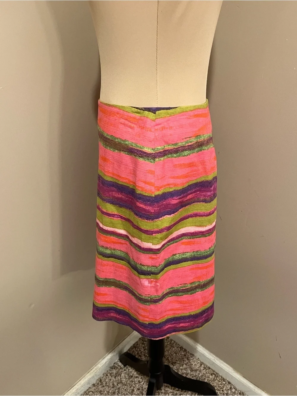 Ann Taylor Pink, Purple & Green Striped Mini Skirt