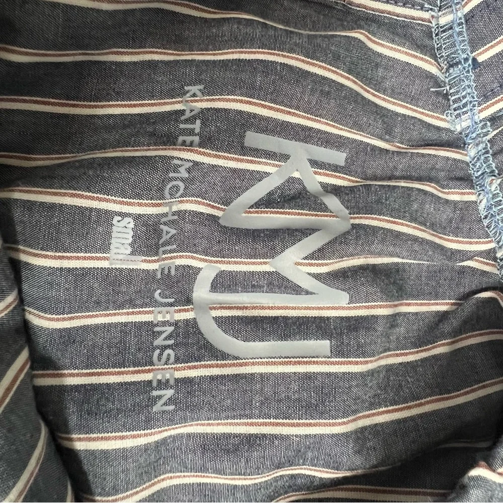 KMJ Kate Mchale Jensen Blue Red Cream Striped Women's One‎ Shoulder Top