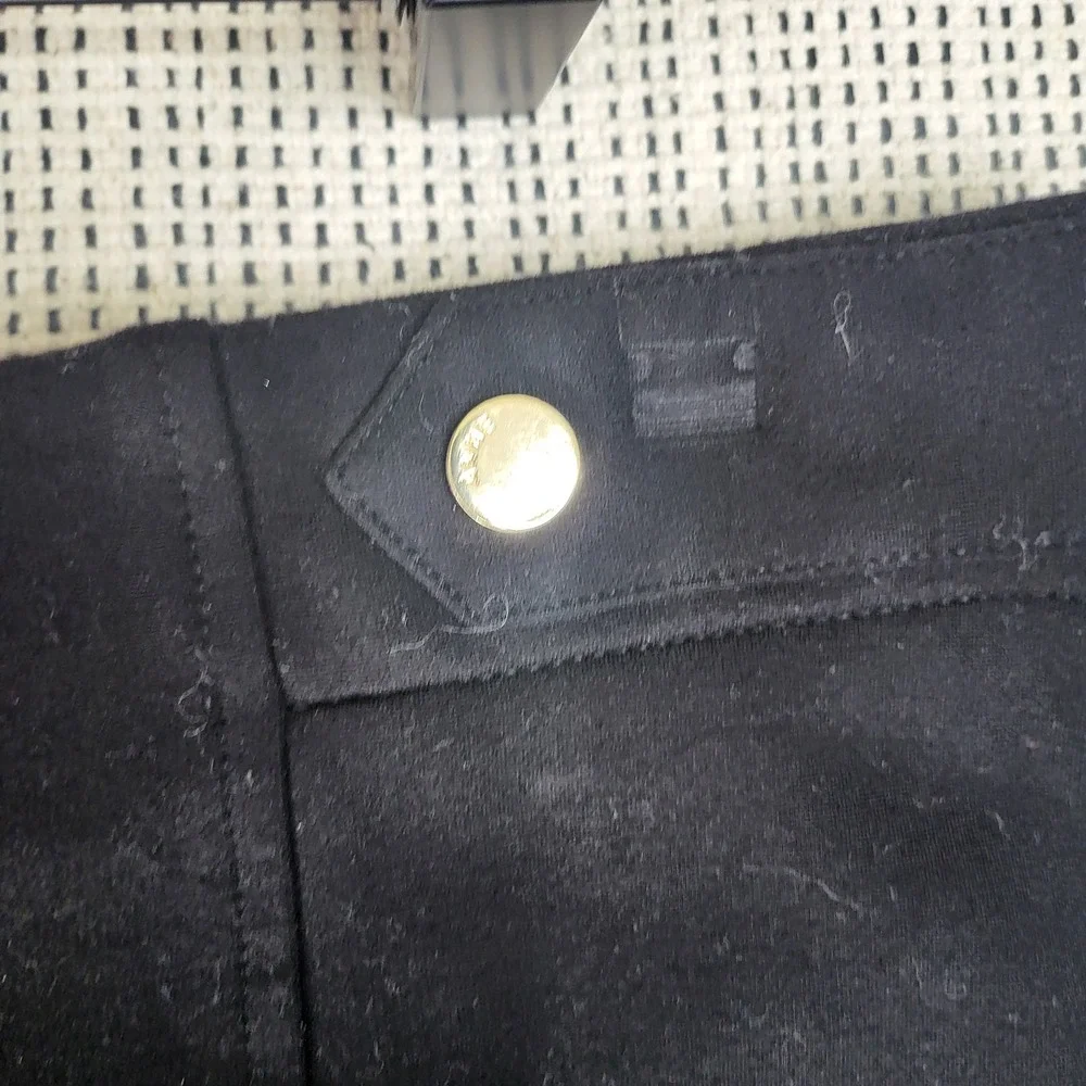 Anne Klein Skirt Womens Size 12 Black Knee Length Pencil Gold Button Classic‎