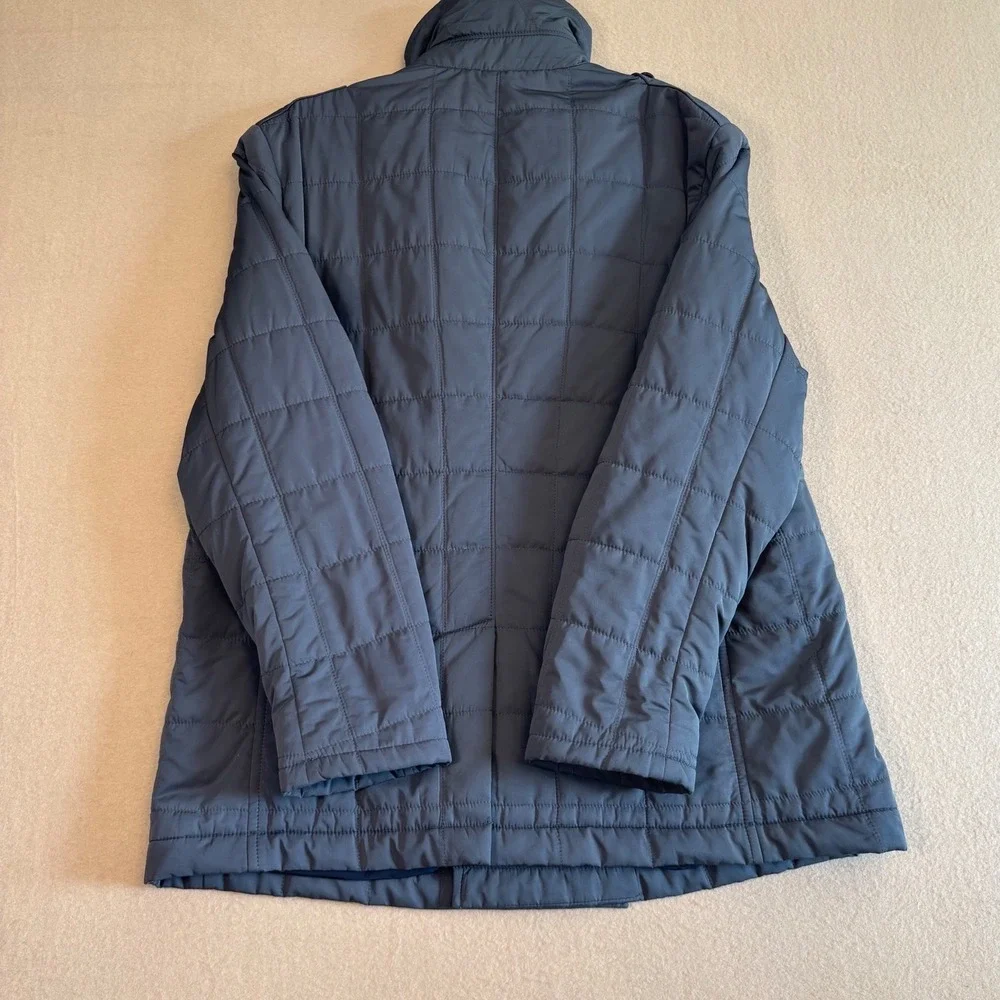 Banana Republic Mens XL Quilted Field Jacket Gray Double Breasted Puffer Coat