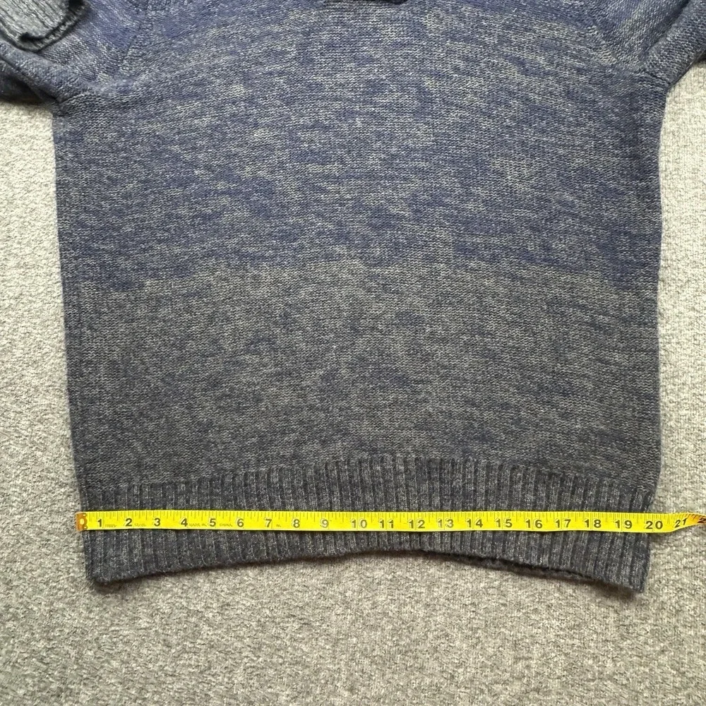 Banana Republic Italian Yarn Wool Blend Mens Sz L Sweater Shawl Preppy Blue Gray
