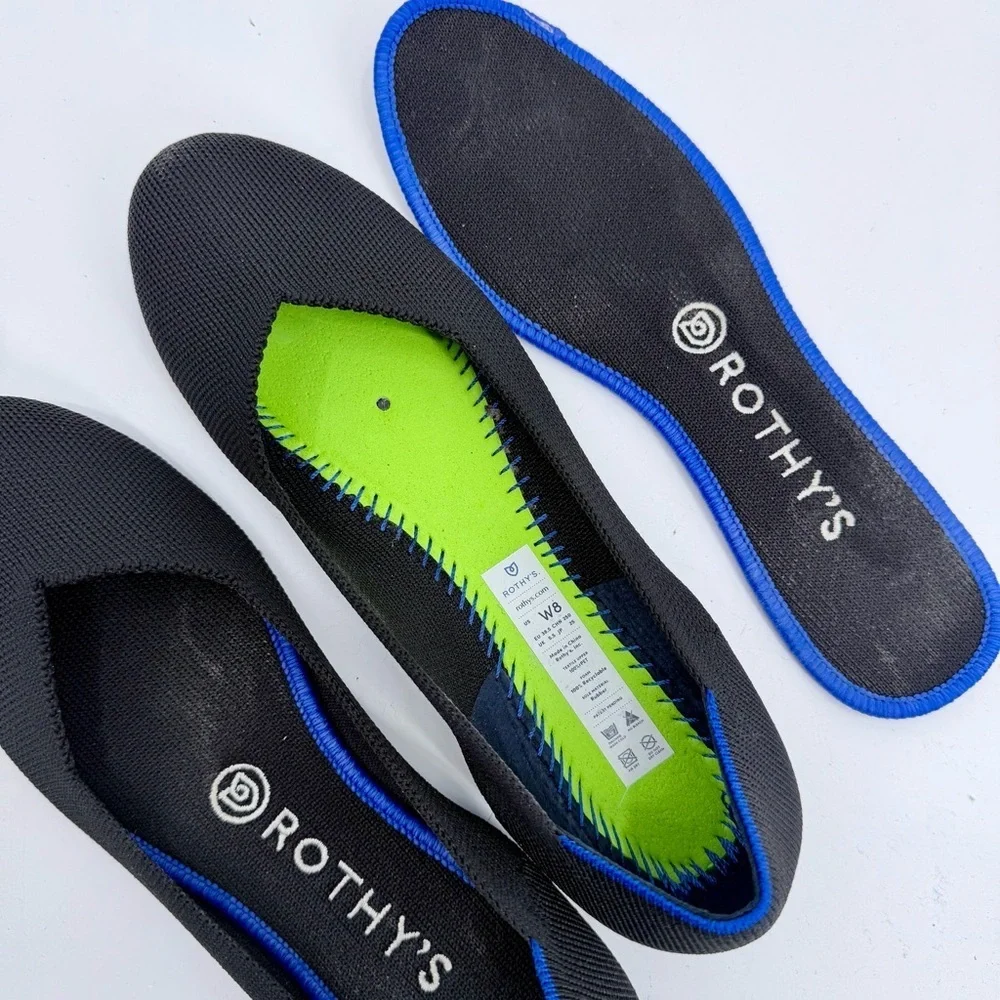 ROTHY’S The Flat Round Toe In Black Solid Size 8