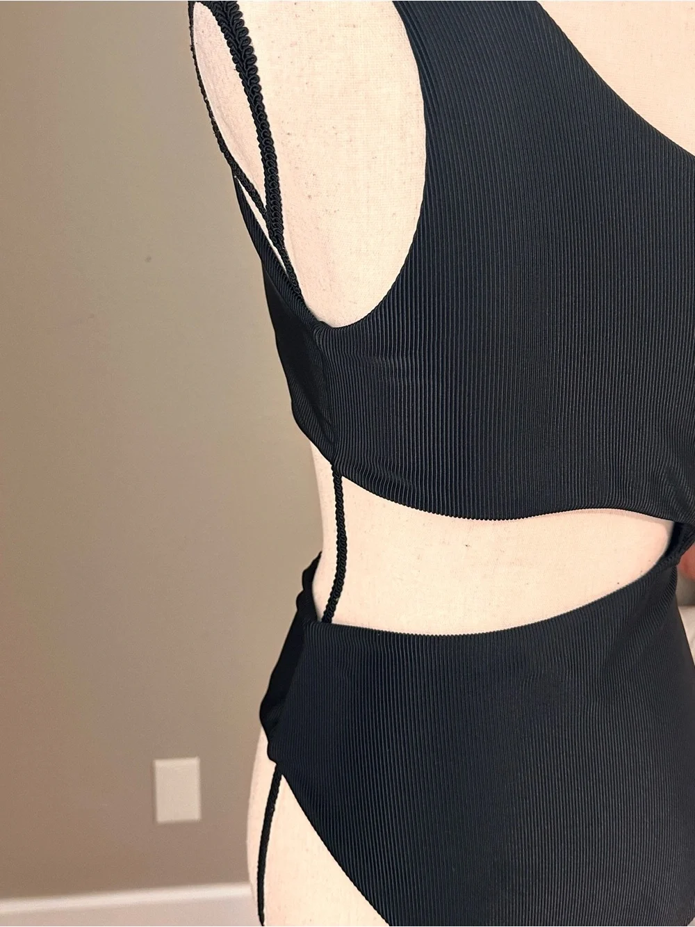 Beach Riot Black One-Shoulder Cutout One-Piece Swimsuit Made in the USA