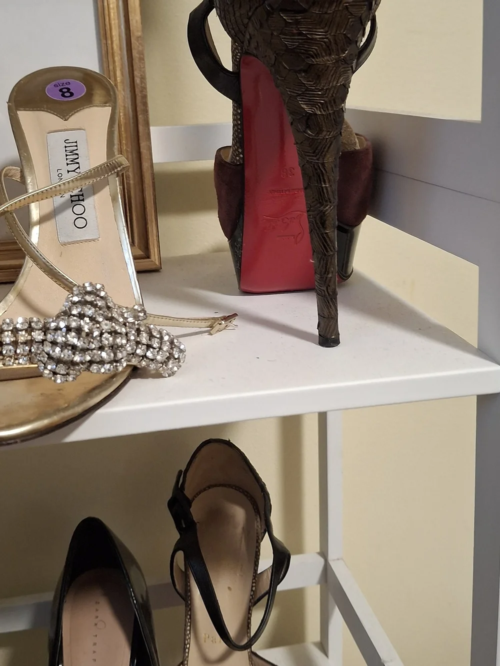 Christian Louboutin Brown Suede Peep-Toe Pumps