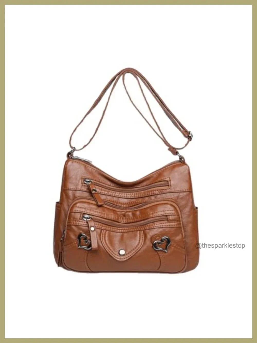 Faux Leather Tassel Crossbody Bag with Adjustable Strap and Multiple Pockets