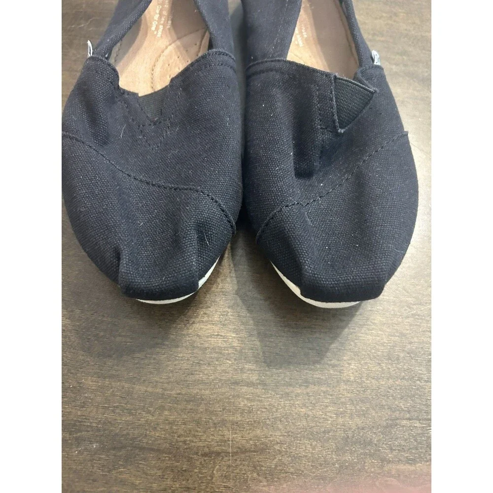 TOMS Women's Canvas Black Slip On Casual Loafers Shoes Size 7 Flats Comfort