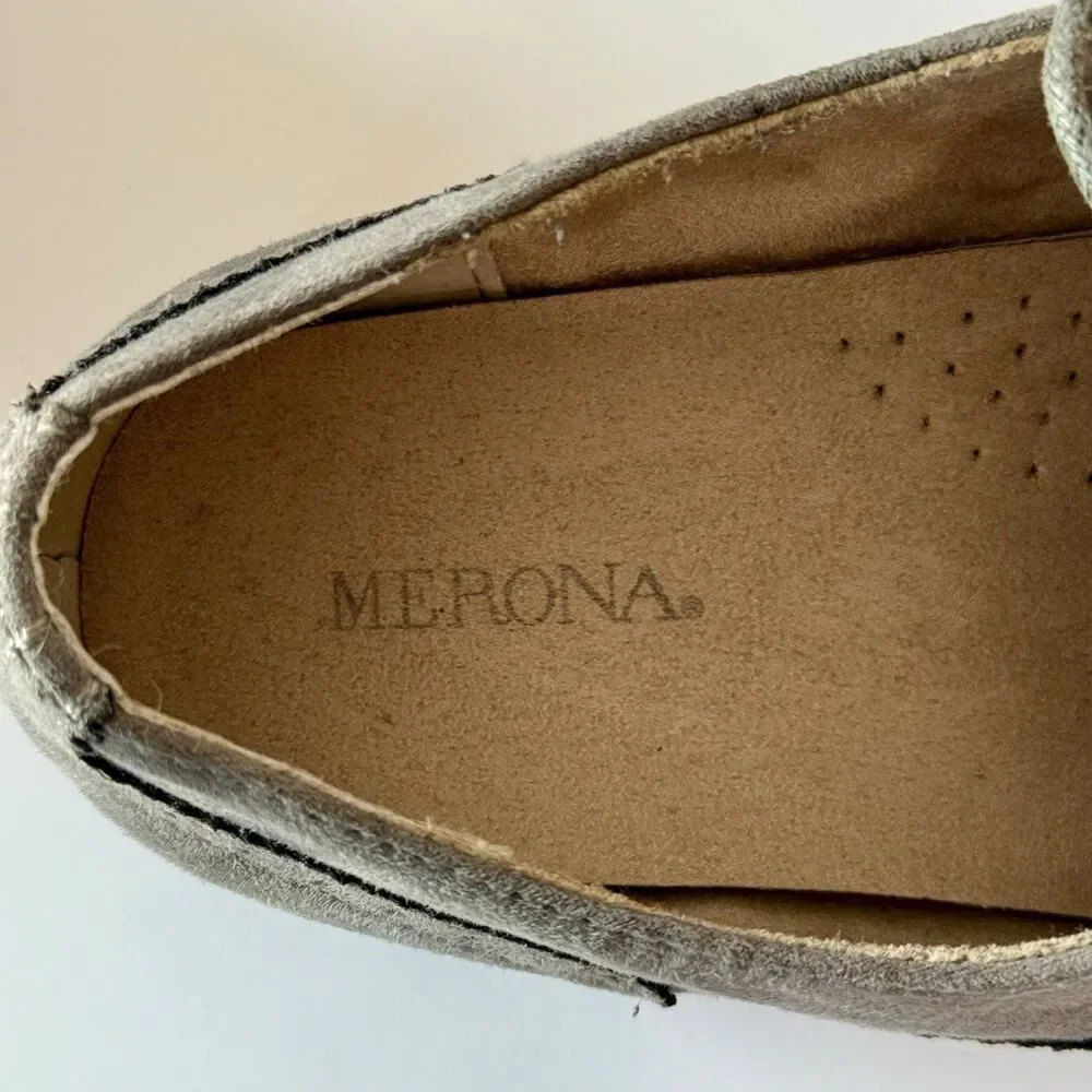 Merona Women's Size 8 Gray Faux Suede Oxford Wingtip Lace-Up Shoes