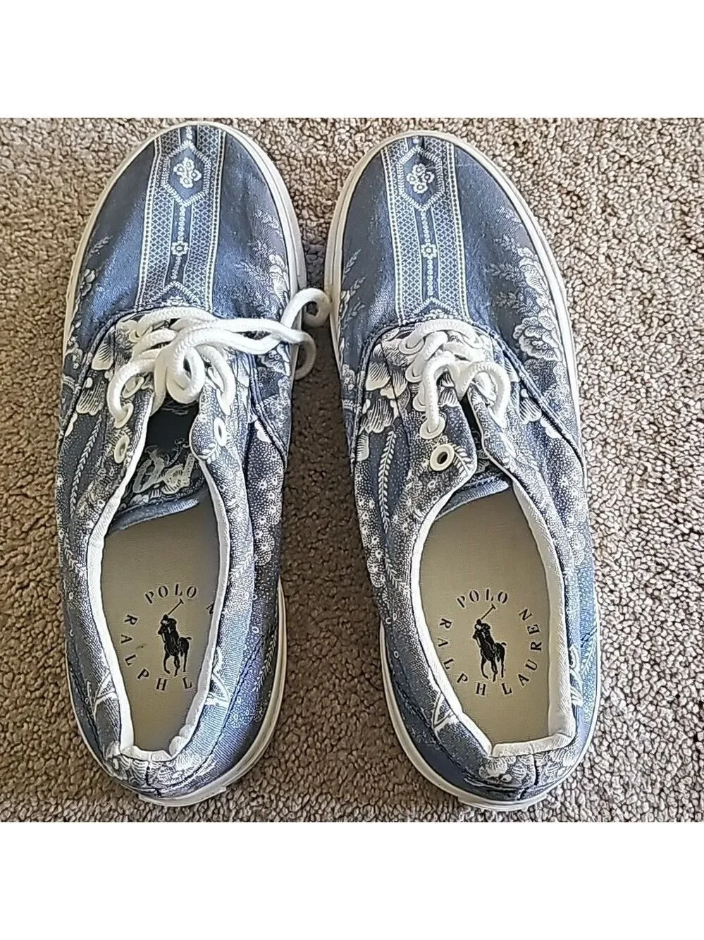 Ralph Lauren Blue Patterned Sneakers Size 9