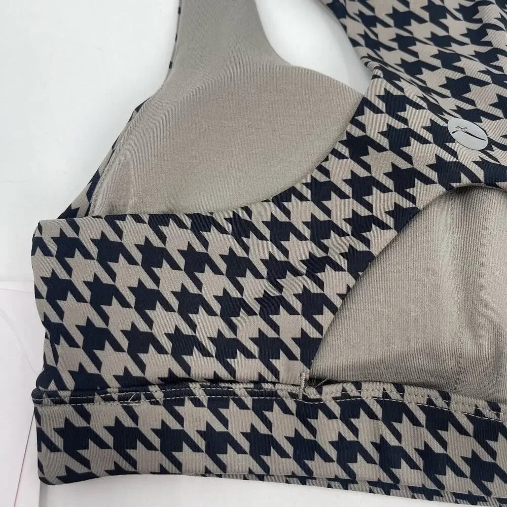 GOTTEX Sports Bra Size Extra Small Houndstooth NWT Black Athletic Gym Fitness