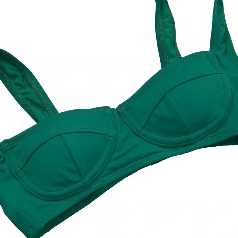 Xhilaration Womens Juniors Size XL Wireless Bikini Swim Swimsuit Top Green