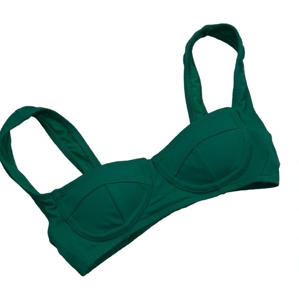 Xhilaration Womens Juniors Size XL Wireless Bikini Swim Swimsuit Top Green