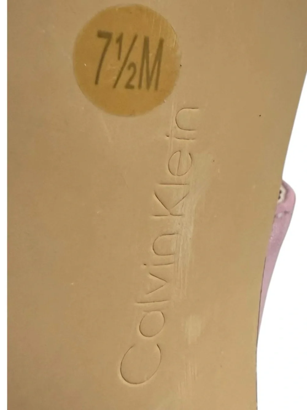 Calvin Klein Women Two Strap Heel Sandals Mauve Clear Strap Size 7.5