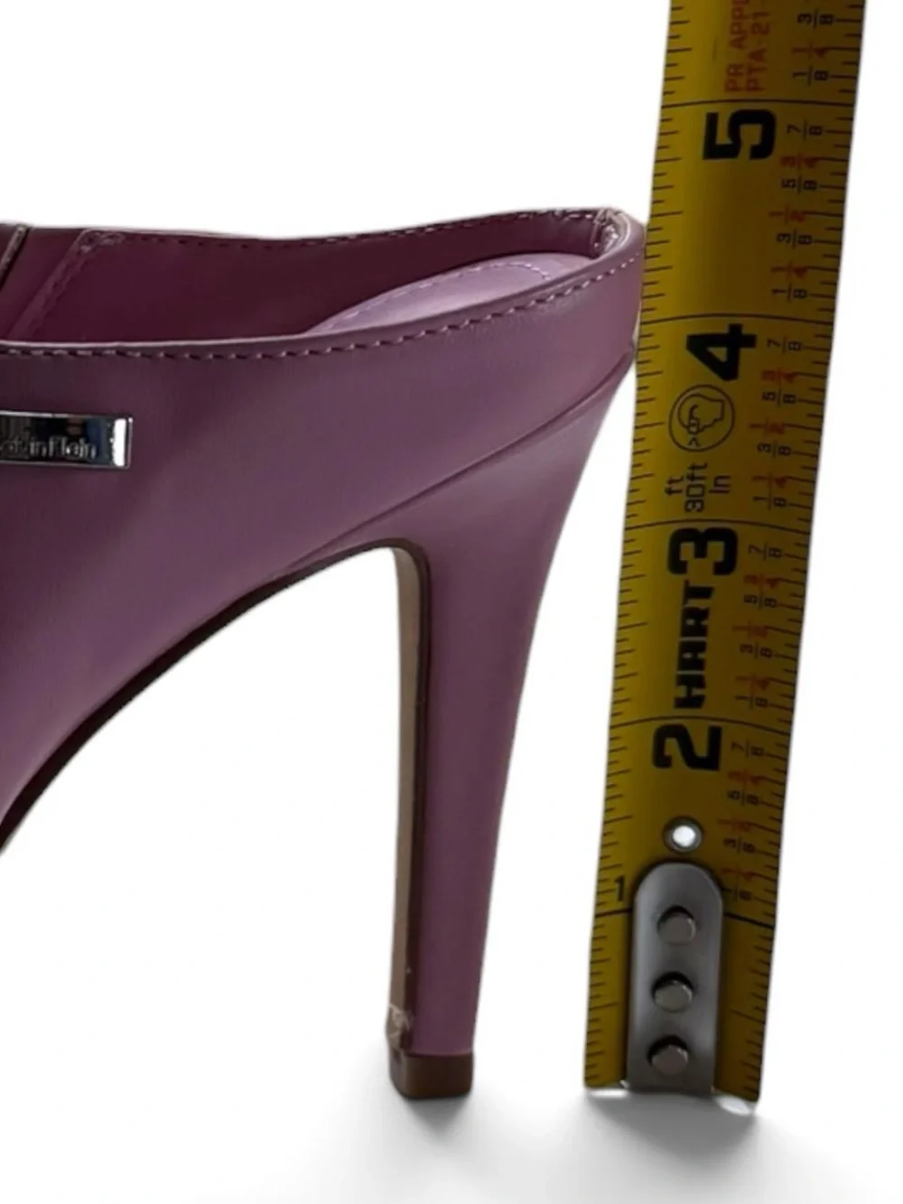 Calvin Klein Women Two Strap Heel Sandals Mauve Clear Strap Size 7.5
