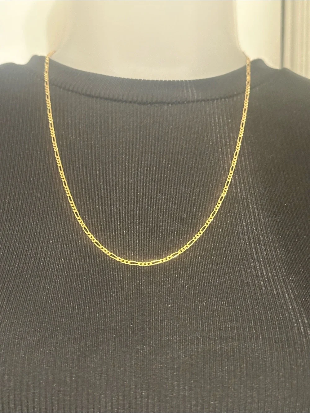 VINTAGE 22 Inch 14 KT Yellow Gold Vermeil 925 Italian Silver Figaro Chain