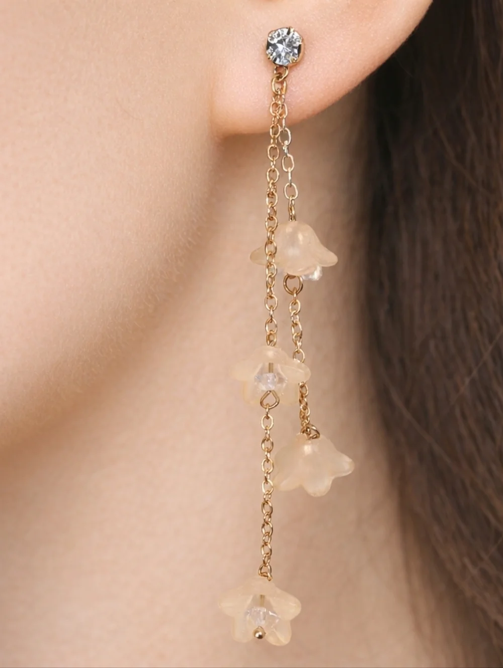 Rose Gold tone & Cream color Flower Crystal 3.5