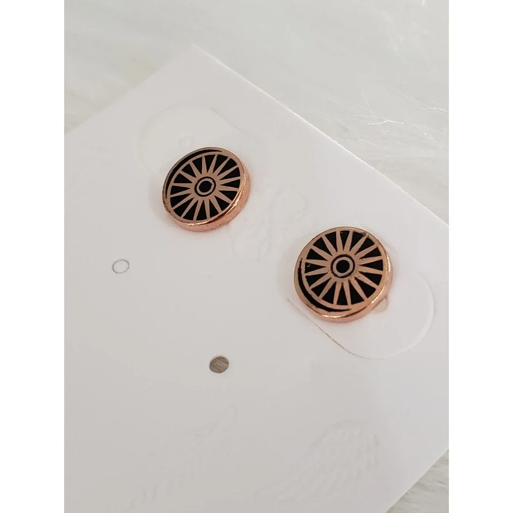 Alex And Ani Cosmic Balance Celestial Disc Stud Earrings 14k Rose Gold Plated