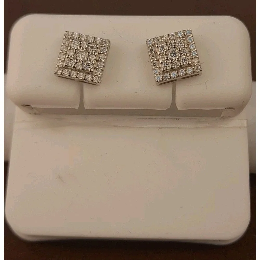 Moissanite 925 Square Pave Set‎ Stud Earrings 1.0CT VVS D 114556 ZE0530