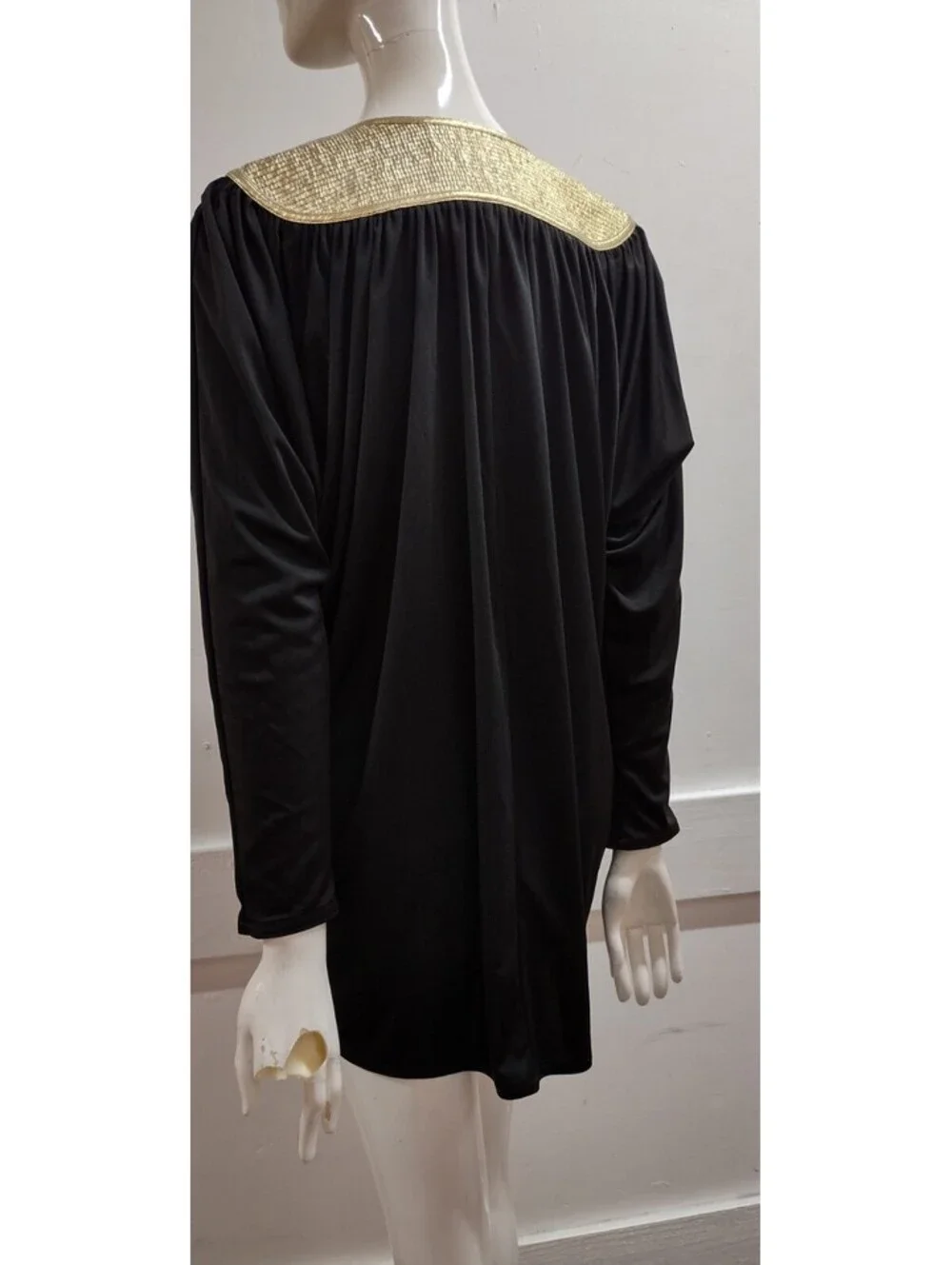 Bill Tice Black Disco Mini Dress Long Sleeve Studio 54 Chic AVANTE-GARDE 70s M/L