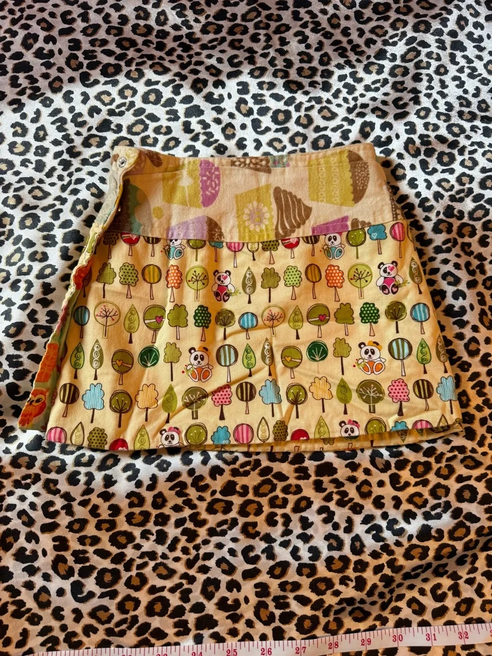 Colorful Owl & Floral Print Mini Skirt in Mint Green