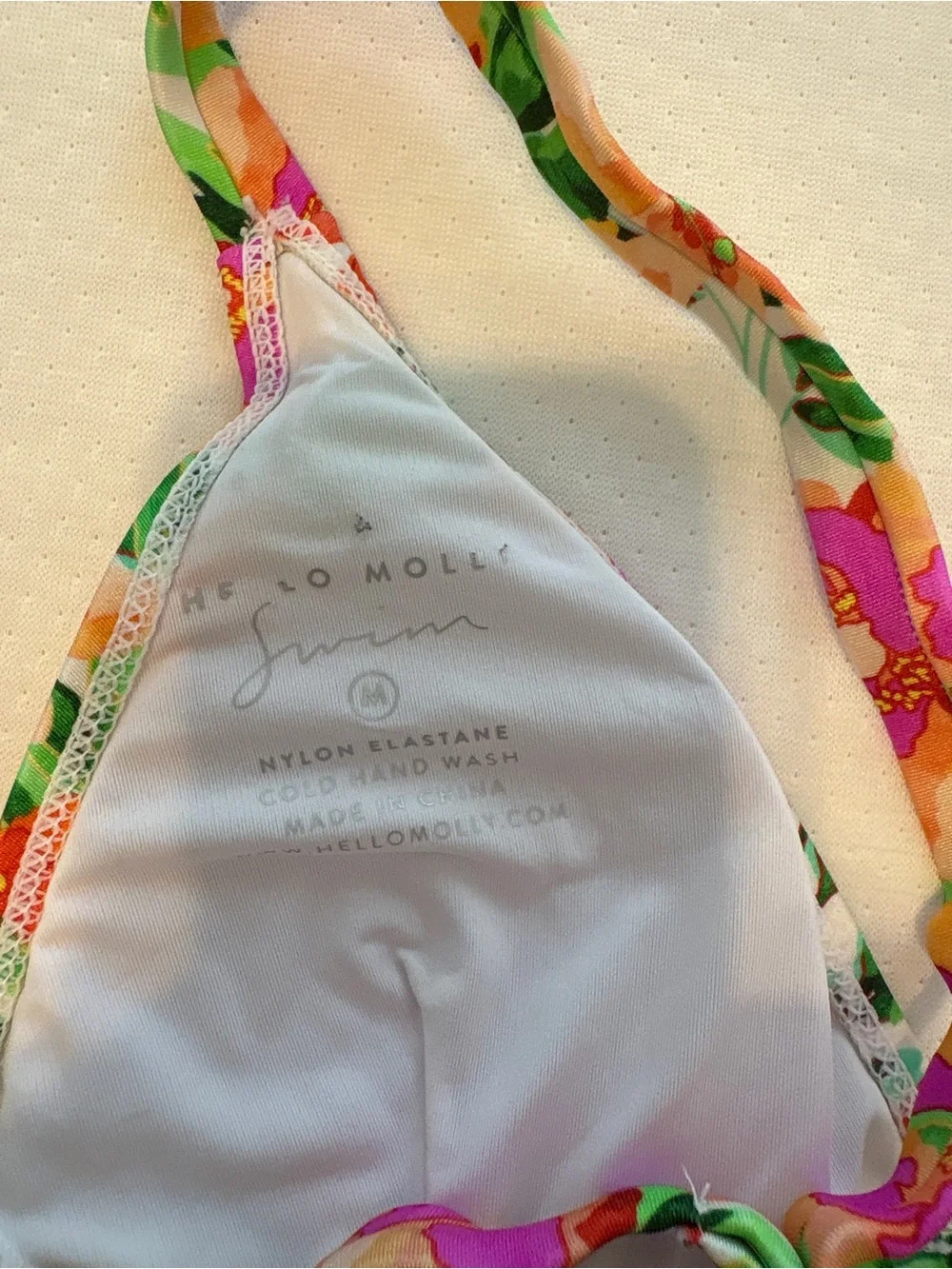 Hello Molly Multi Floral V-Neck Bikini — White, Pink, Green, Orange