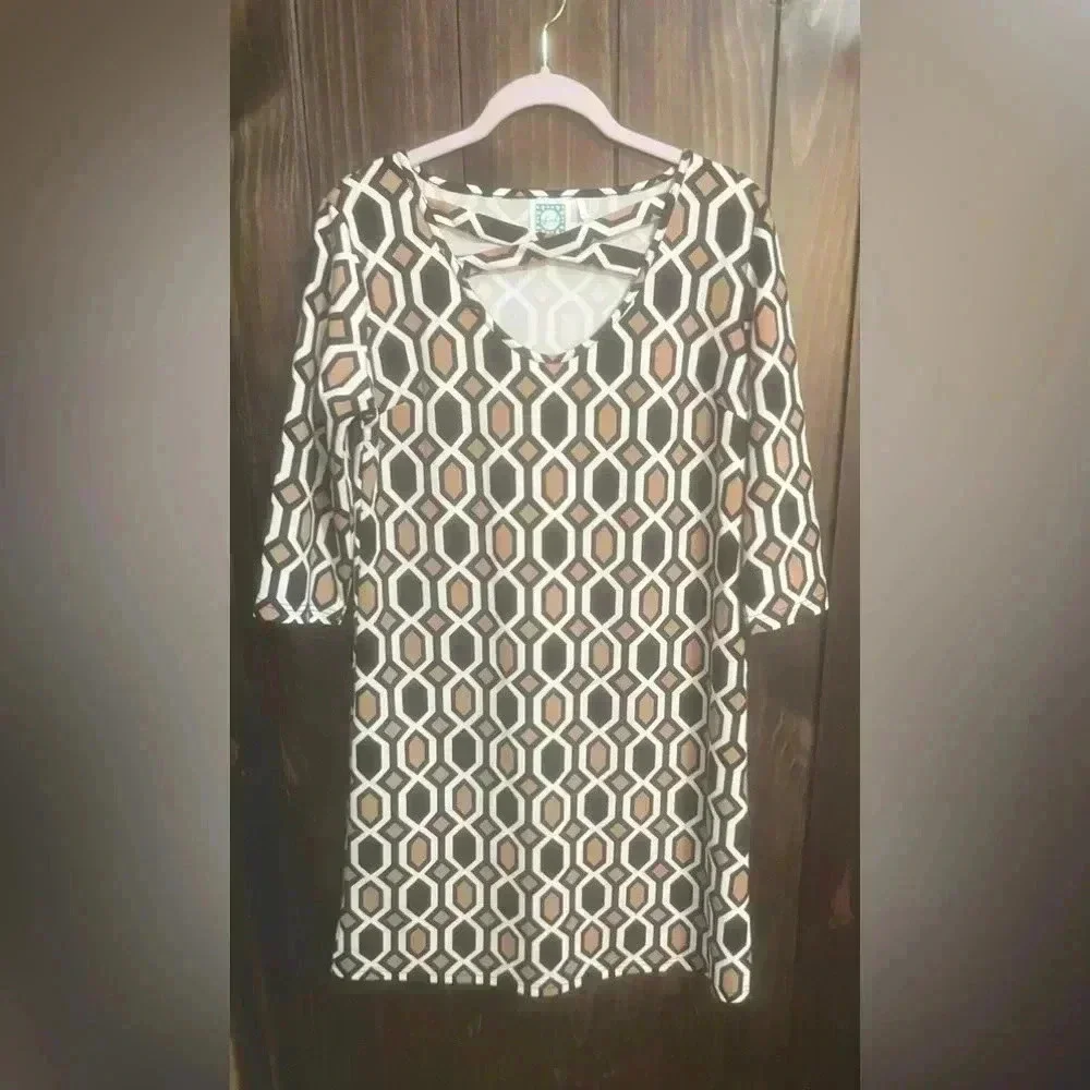Vfish L Aline Jersey Knit Dress-Geometric Pattern. Size: Large